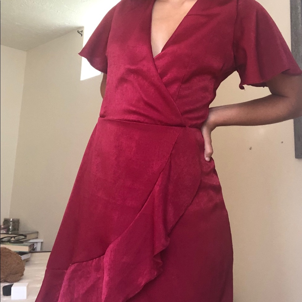 Deep Scarlet Red Wrap Dress 💋